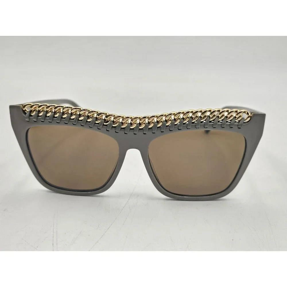 Stella McCartney Gray Sunglasses with Gold Chain Detail